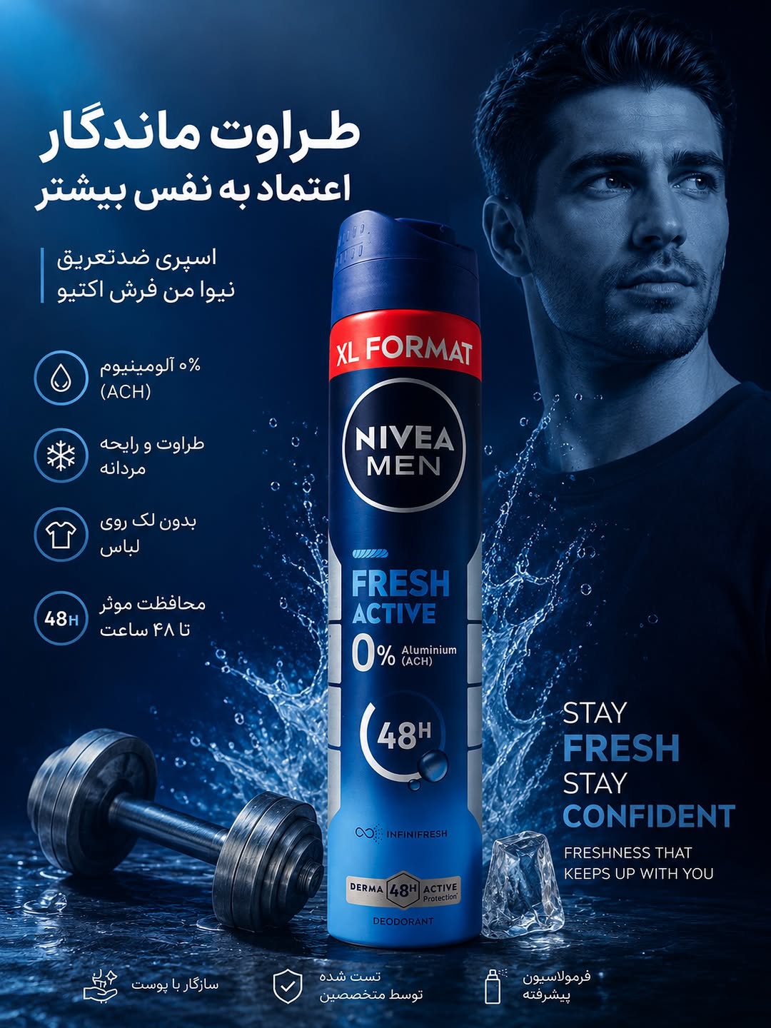 اسپری ضدتعریق مردانه نیوا مدل فرش اکتیو